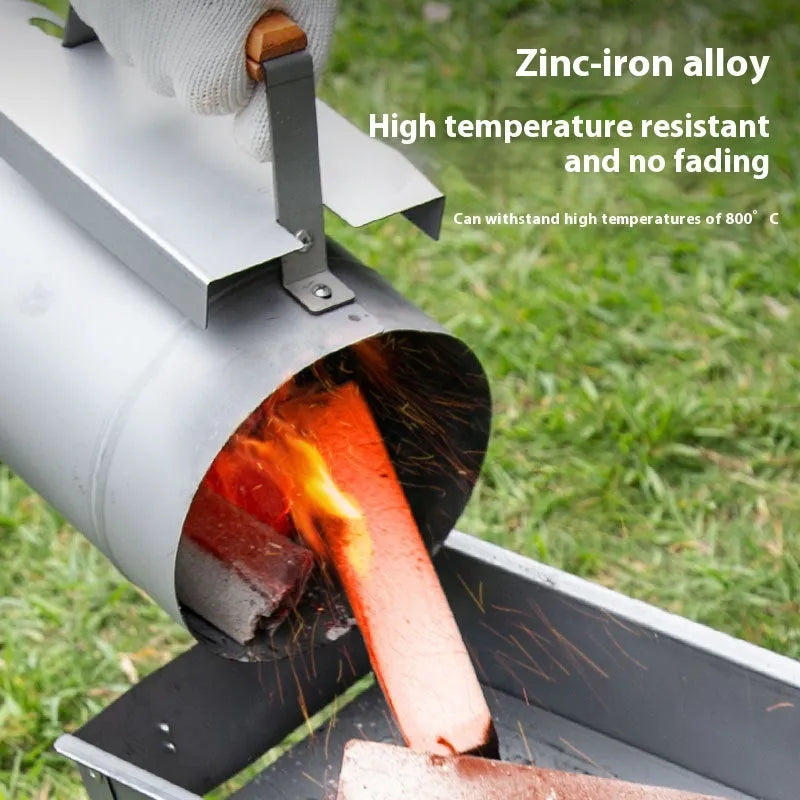 Portable zinc-iron alloy outdoor charcoal fire bucket for barbecues.