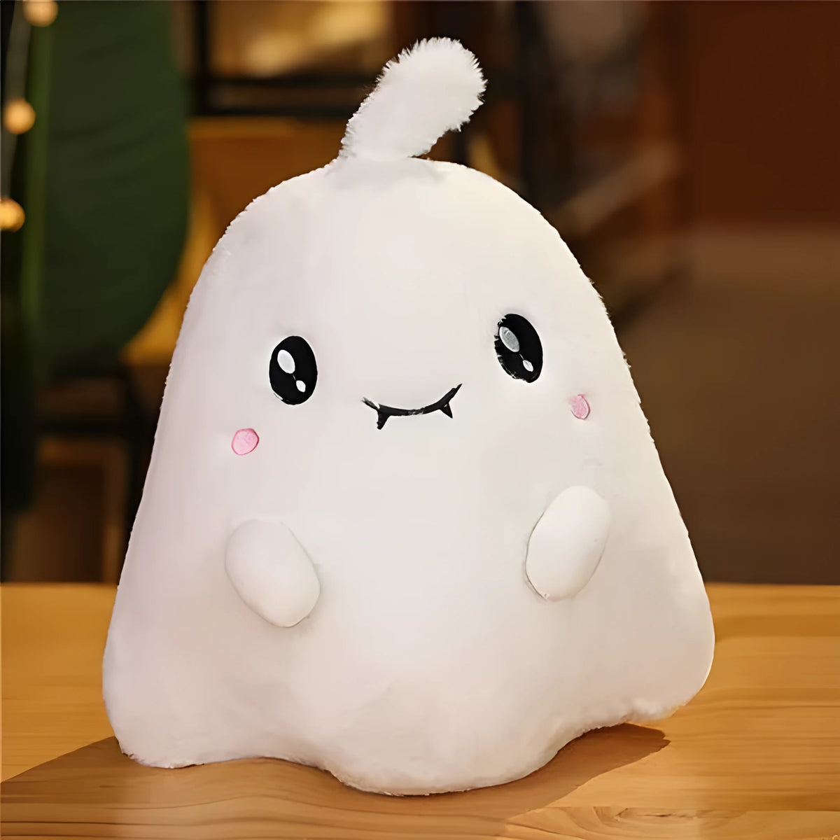 White ghost Halloween skull death decorative pillow in 20cm height on neutral background