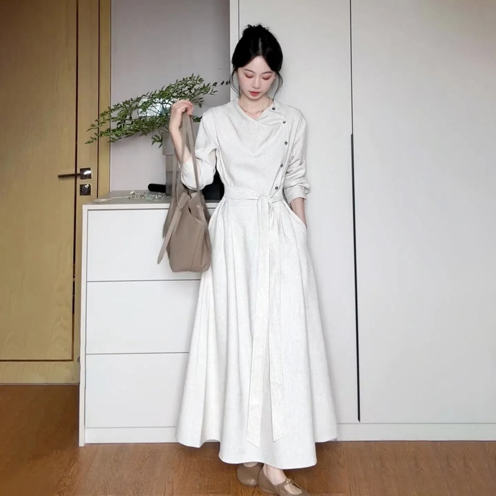 Apricot strapped long sleeve dress for women in polyester, sizes S to XL