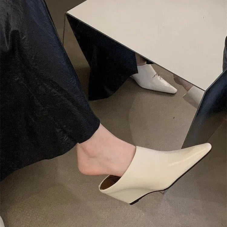 Women's Wind Wedge closed toe half slippers in black, brown and off-white colours