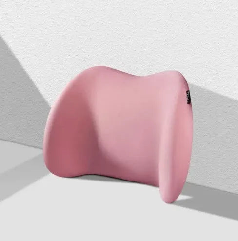 Memory cotton car headrest cushion and separate back cushion set in black, green, grey, and pink colours.
