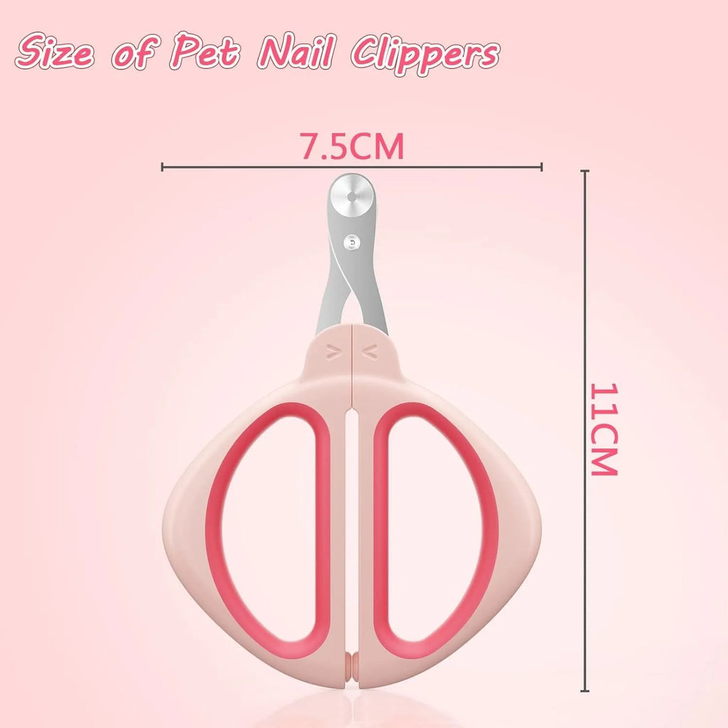 Blue cat nail clipper with a round positioning hole and non-slip handles on a white background.