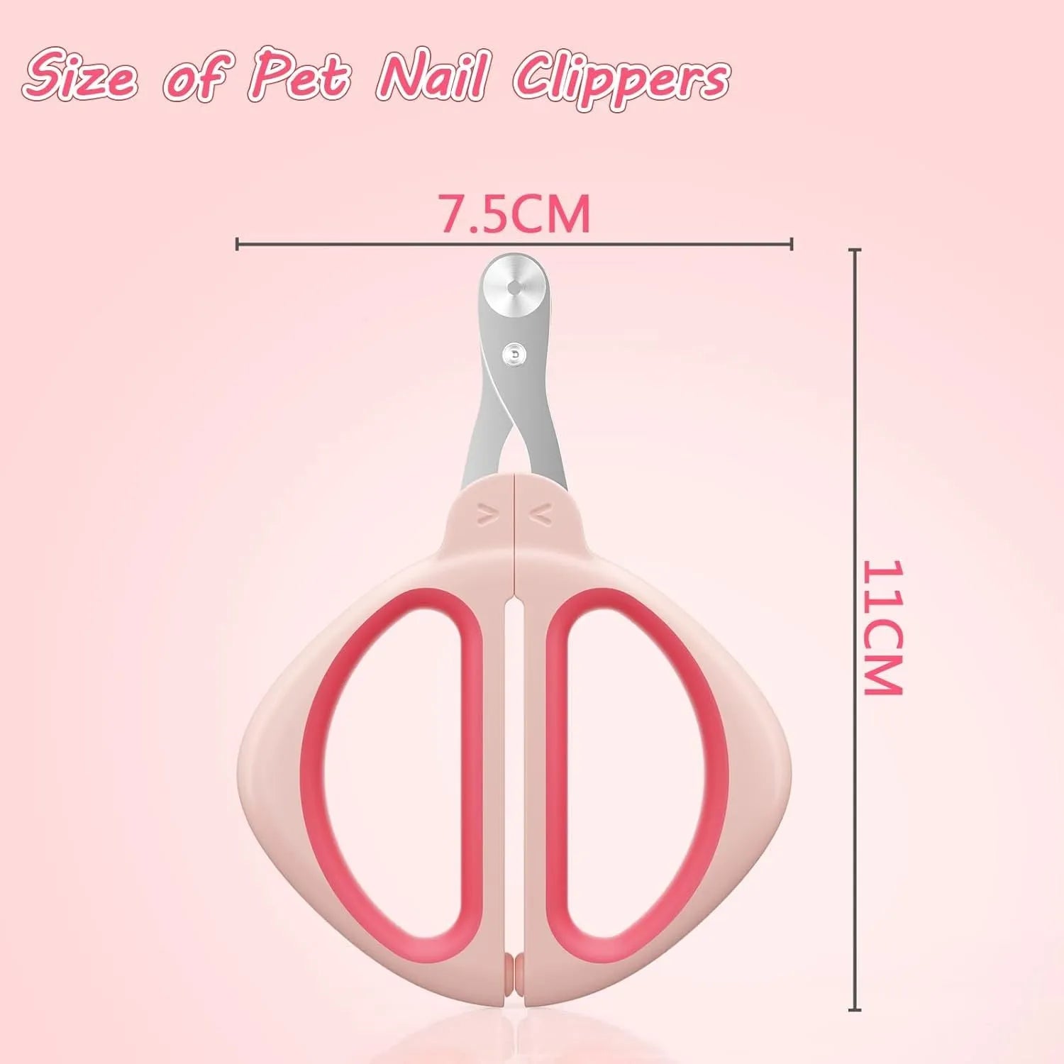 Blue cat nail clipper with a round positioning hole and non-slip handles on a white background.