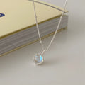 925 silver geometric pendant necklace for women on a curb chain, silver colour.