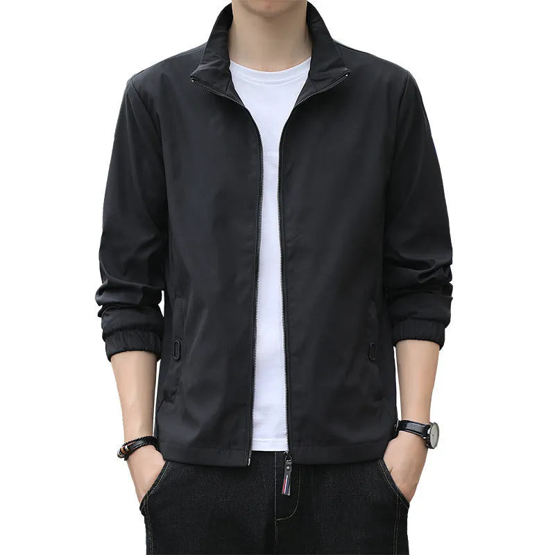 Korean style loose lapel casual jacket in polyester blend fabric available in multiple colours