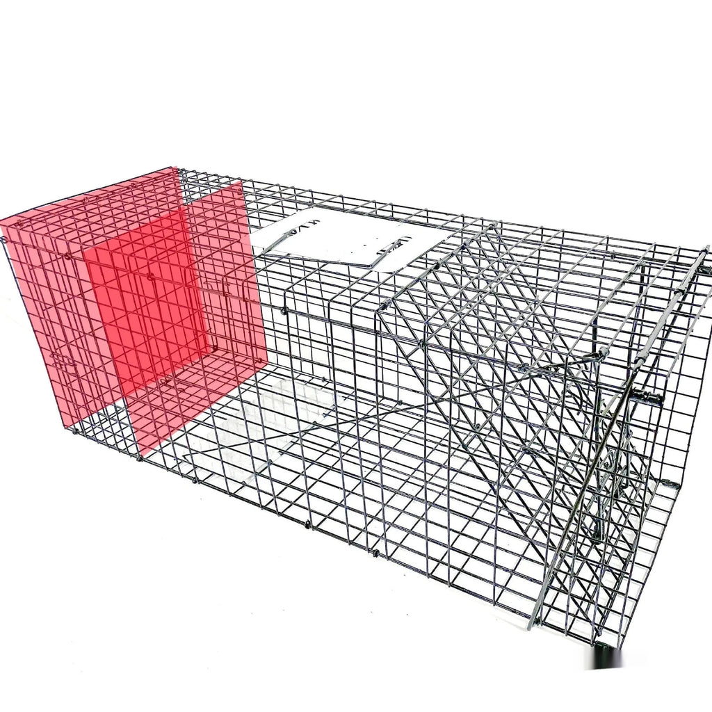 Fully automatic foldable galvanized steel cat trap cage with pedal mechanism, black finish, 60x20x18cm size