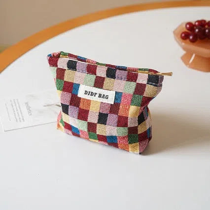 Small cotton storage bag for makeup and sanitary pads in casual style for women