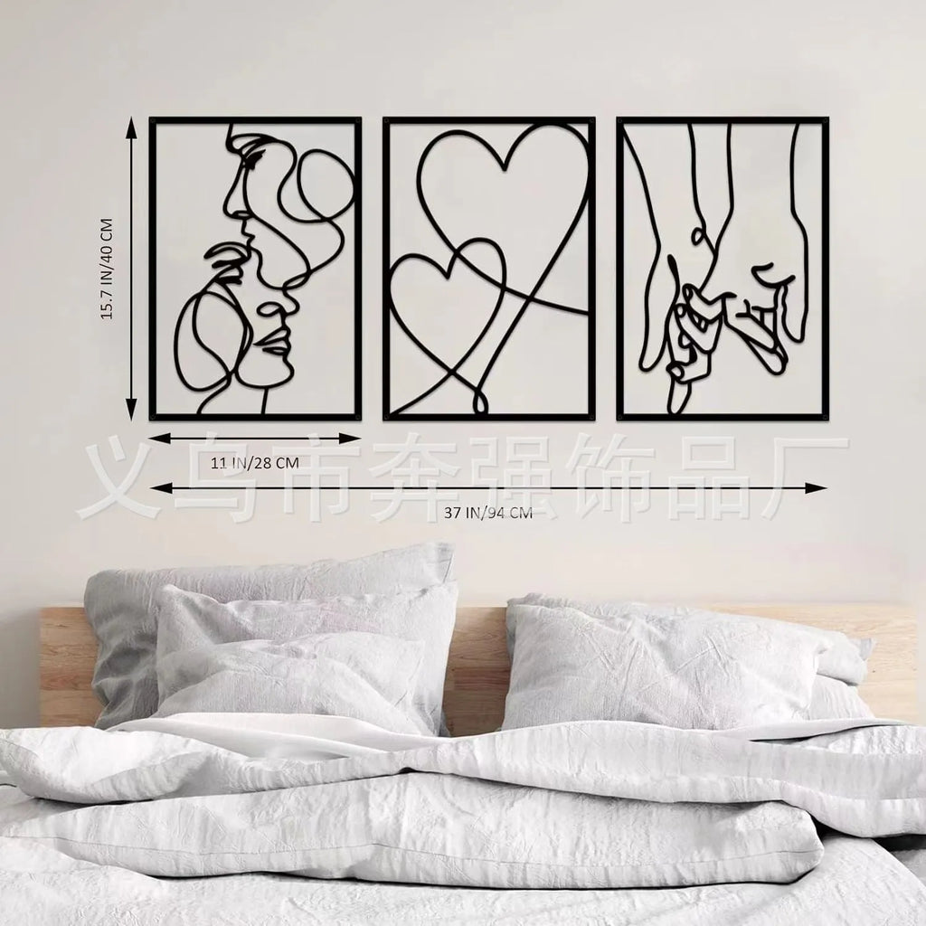 Modern simplicity iron wall decoration three-piece set for bedroom living room family home