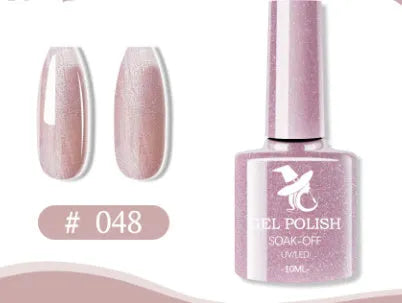 48 colour UV phototherapy plastic gel nail polish set with 7ml bottles in various finishes including glitter and nude shades