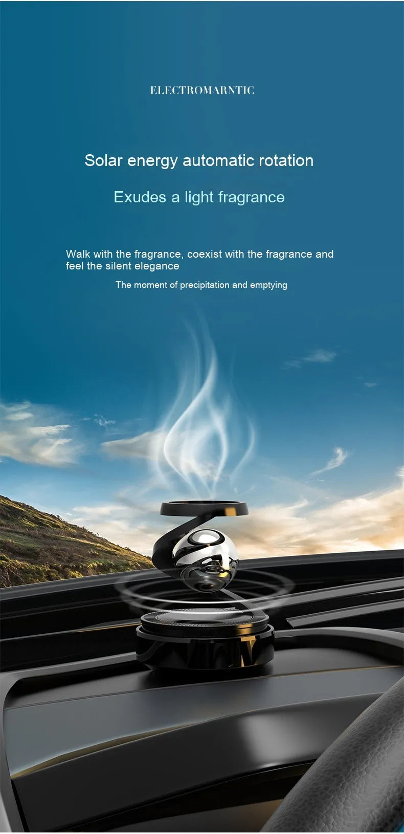 Car aromatherapy solar decoration perfume unit with four fragrance options