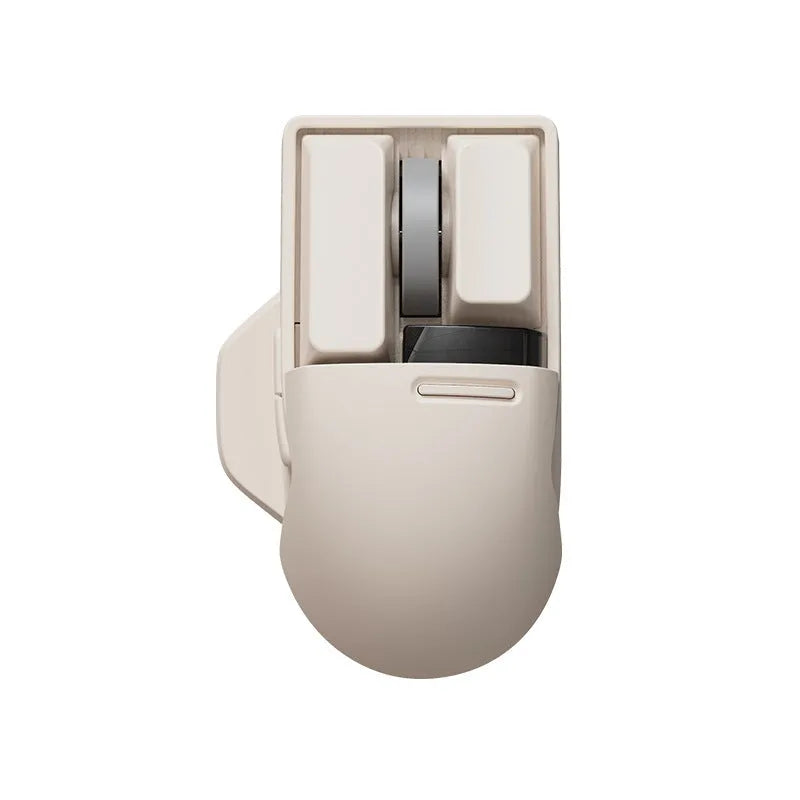 Xiaoqiao wireless mouse in Tofu colour showing ergonomic shape and multiple buttons.