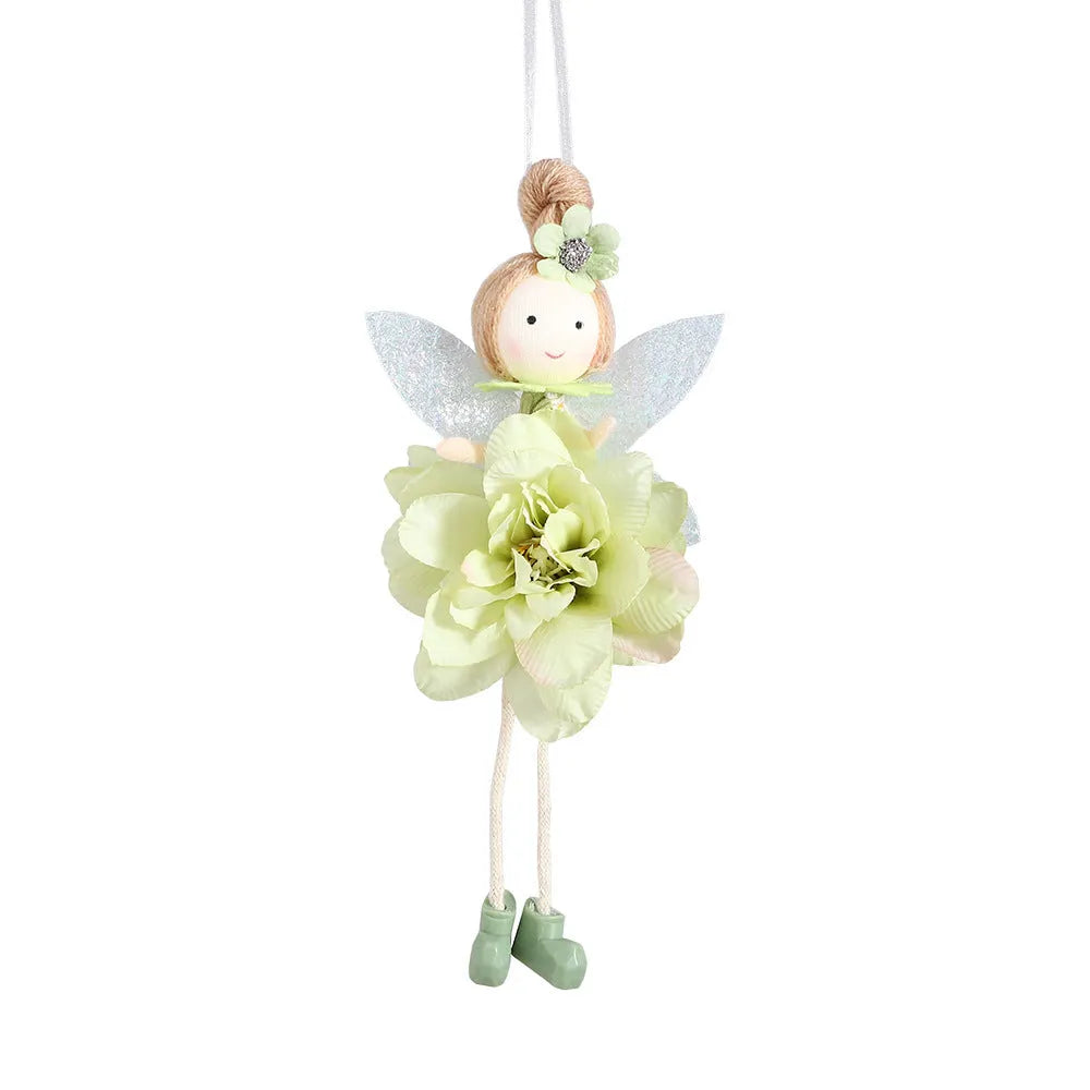 FARCENT cloth elf pendant with angel and flower decoration in pink, green, or yellow.