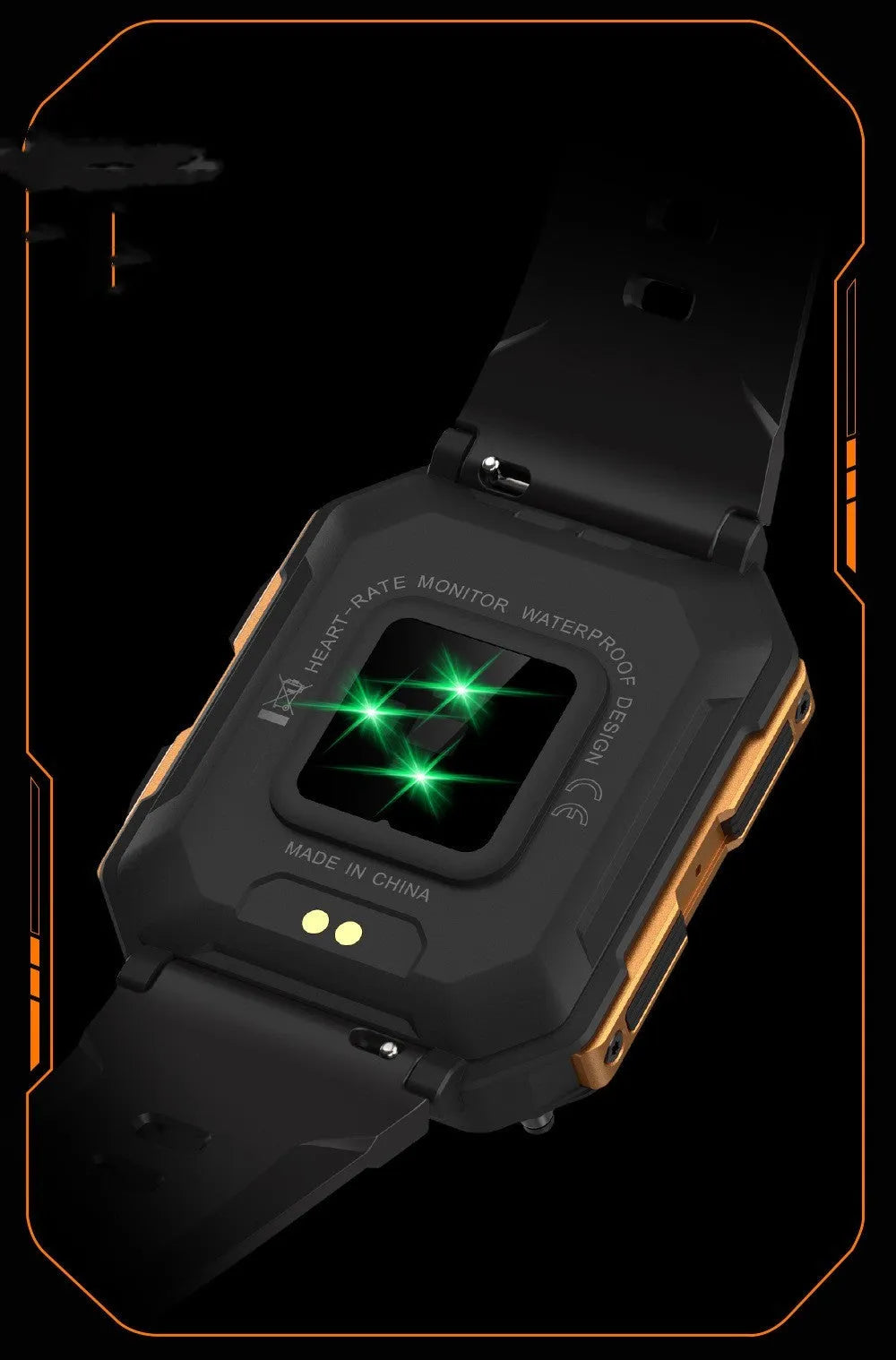 Sport smart watch with Bluetooth calling and TFT screen in black on wrist showing heart rate monitor