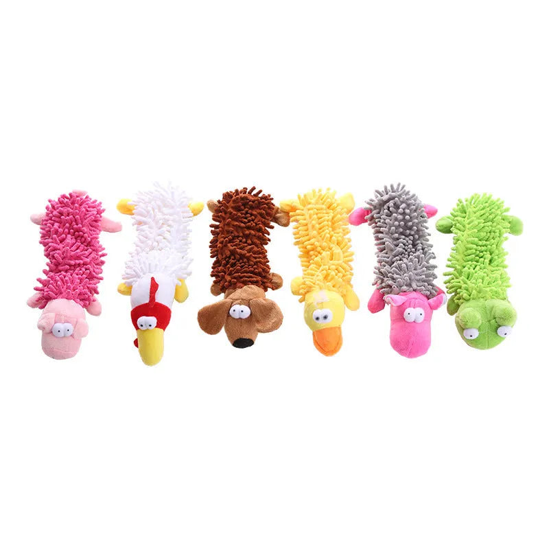 Plush horse molar dog toy in brown dog design with microfiber fur and squeaker for small to medium dogs