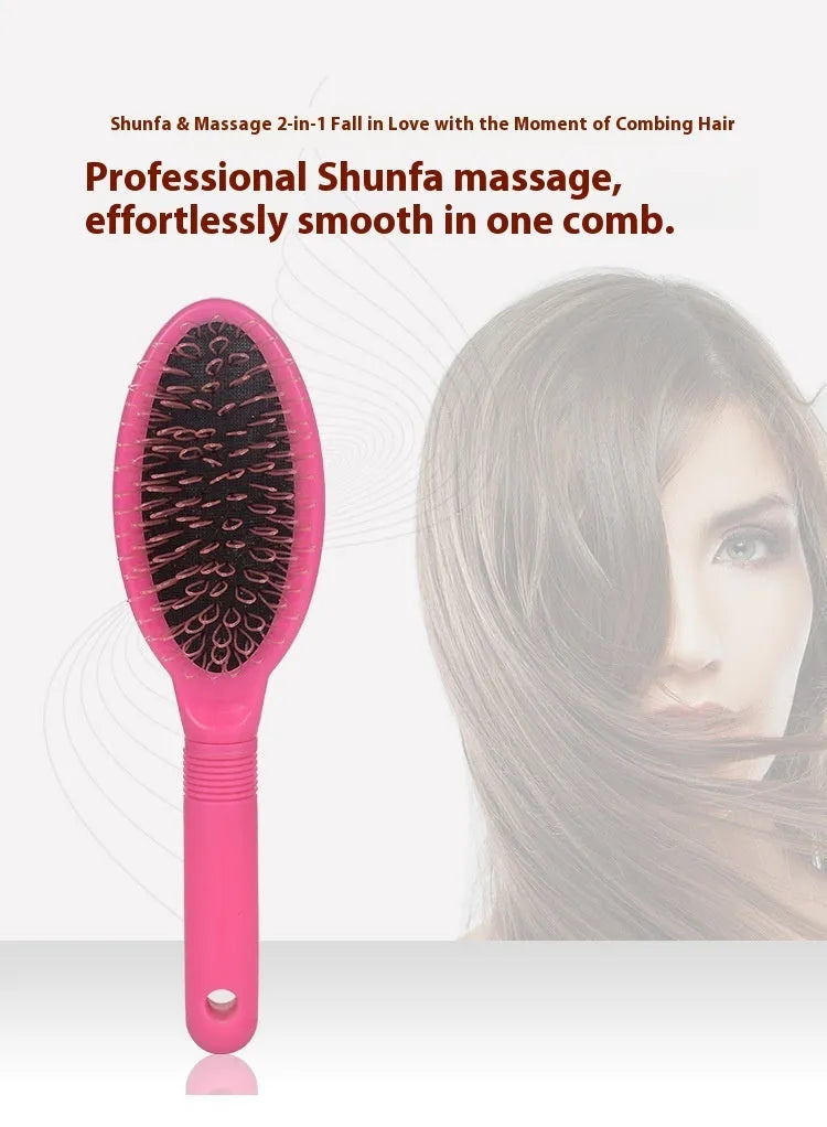 Black and pink ring tooth hair extension comb made of ABS plastic, shown with dimensions.