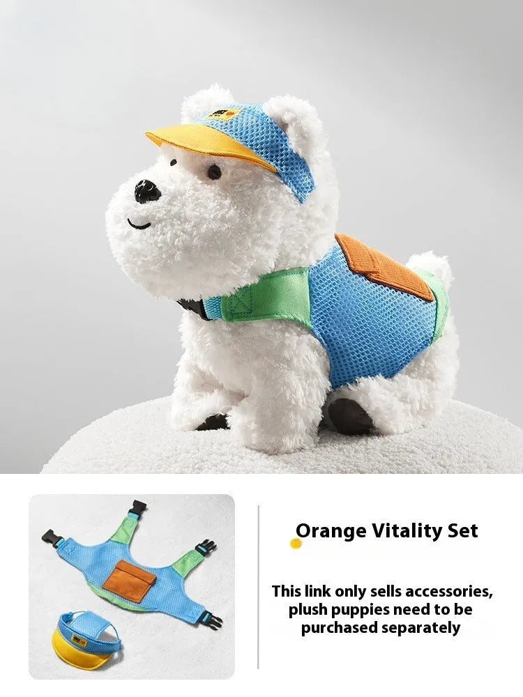 Babycare West Highland plush puppy dog clothes set with scarf and hat in astronaut style
