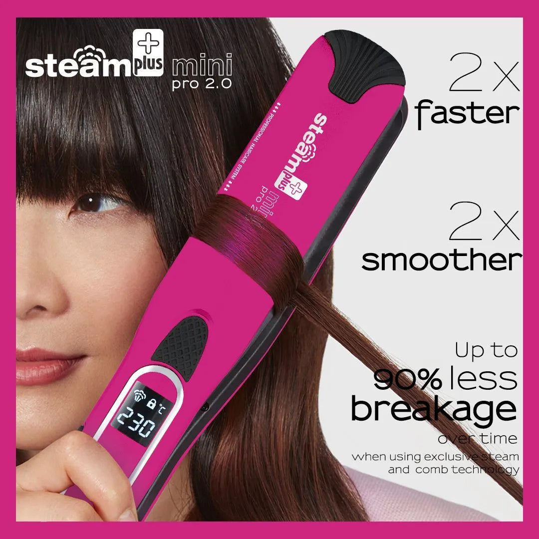 Mini steam splint spray hair straightener in champagne colour with curling function