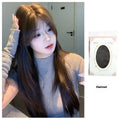 Cold brown layered long straight full-head synthetic wig with lace style construction