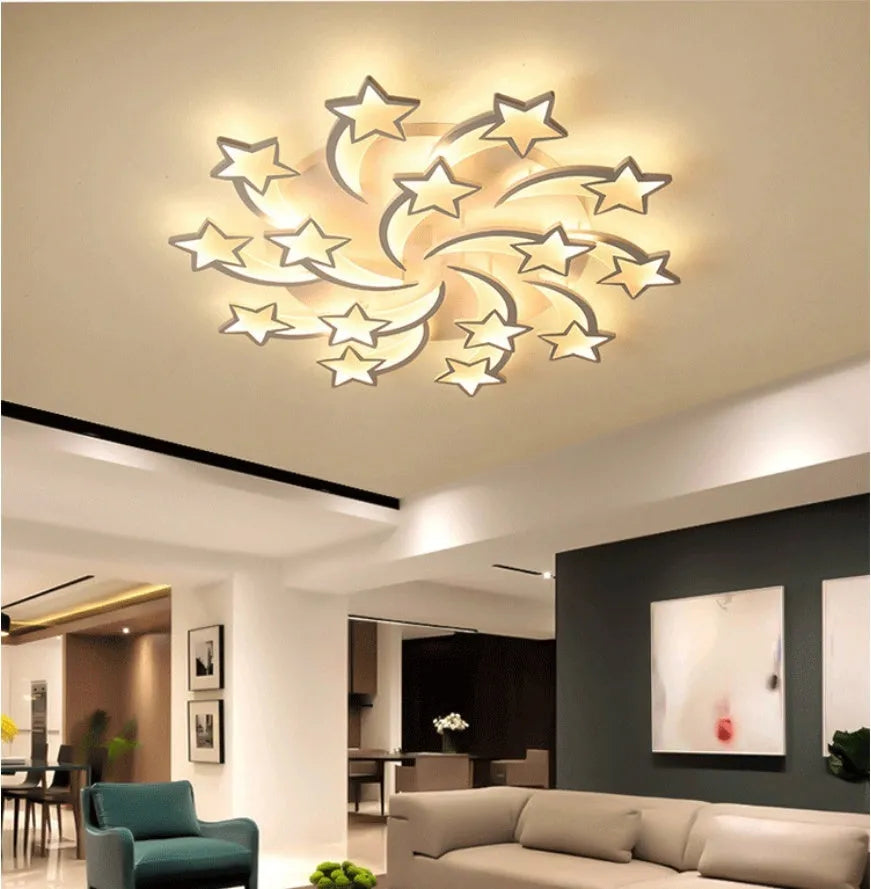Modern LED ceiling lamp with 9 meteor heads, 220V dimming, for 15-30 square metre rooms