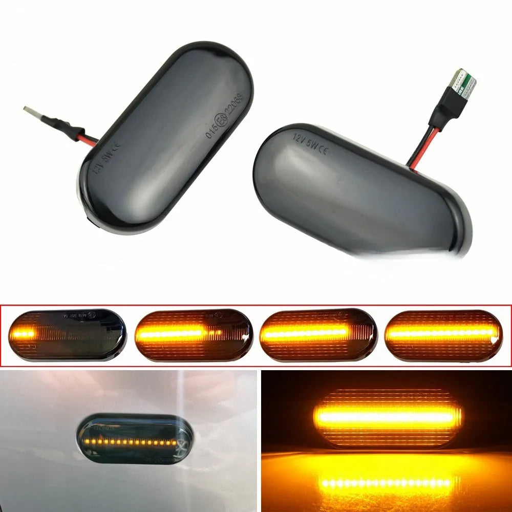 Flowing water side turn signal for Skoda Octavia with blackened shell and LED animation