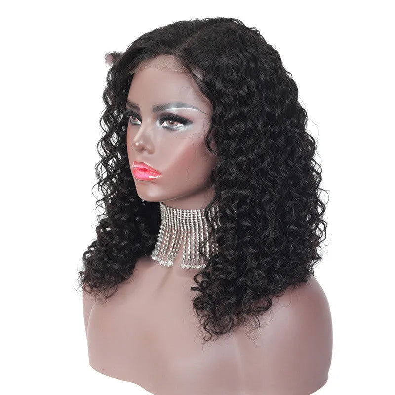 4x4 human hair lace wig in medium long length, real hair, available 8 to 24 inch, star fashion style
