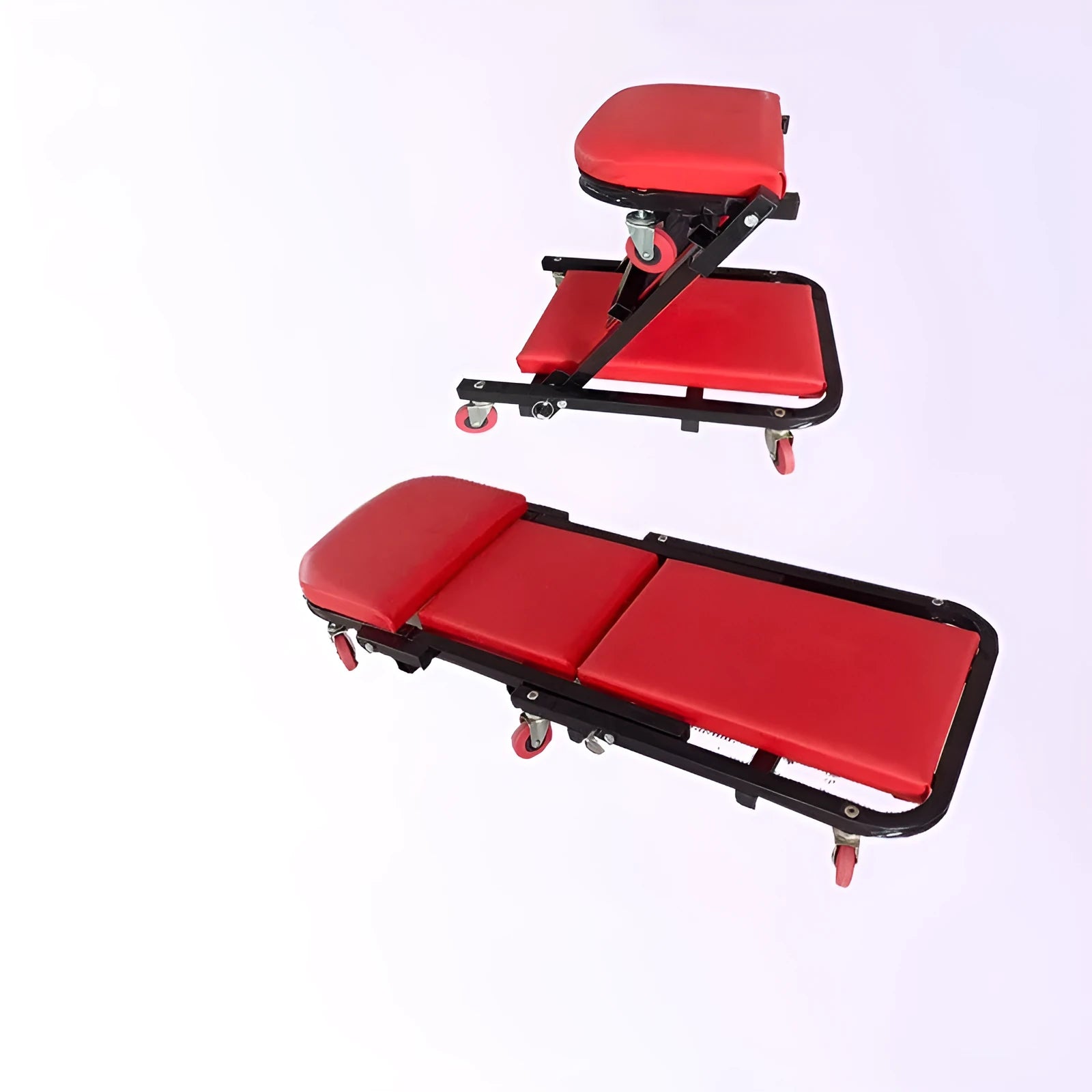 Thickened steel pipe folding dual-purpose repair bench in black for auto repair use