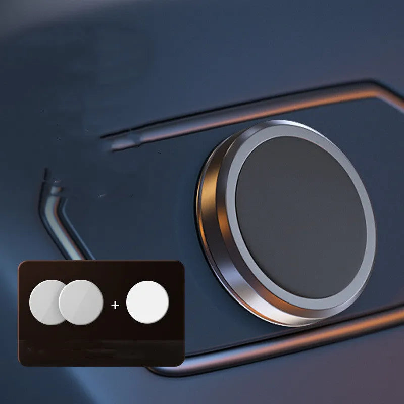 Obsidian black alloy magnetic centripetal force mobile phone holder with adhesive gel.