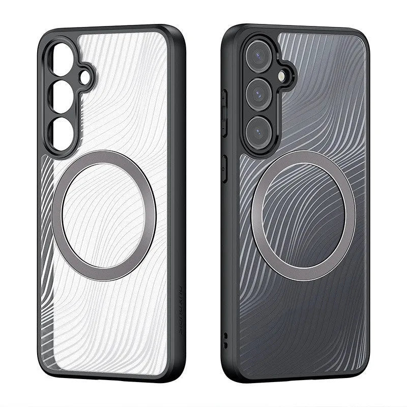Black frosted magnetic phone case for Samsung S24, S24 Plus and S24 Ultra with TPU PC all-inclusive cover