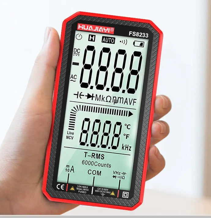 Large screen intelligent handheld digital multimeter in black or red colour