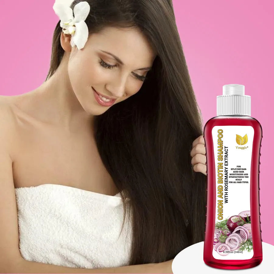 Anti-hair loss red onion and biotin shampoo 248ml bottle for hair growth and strengthening