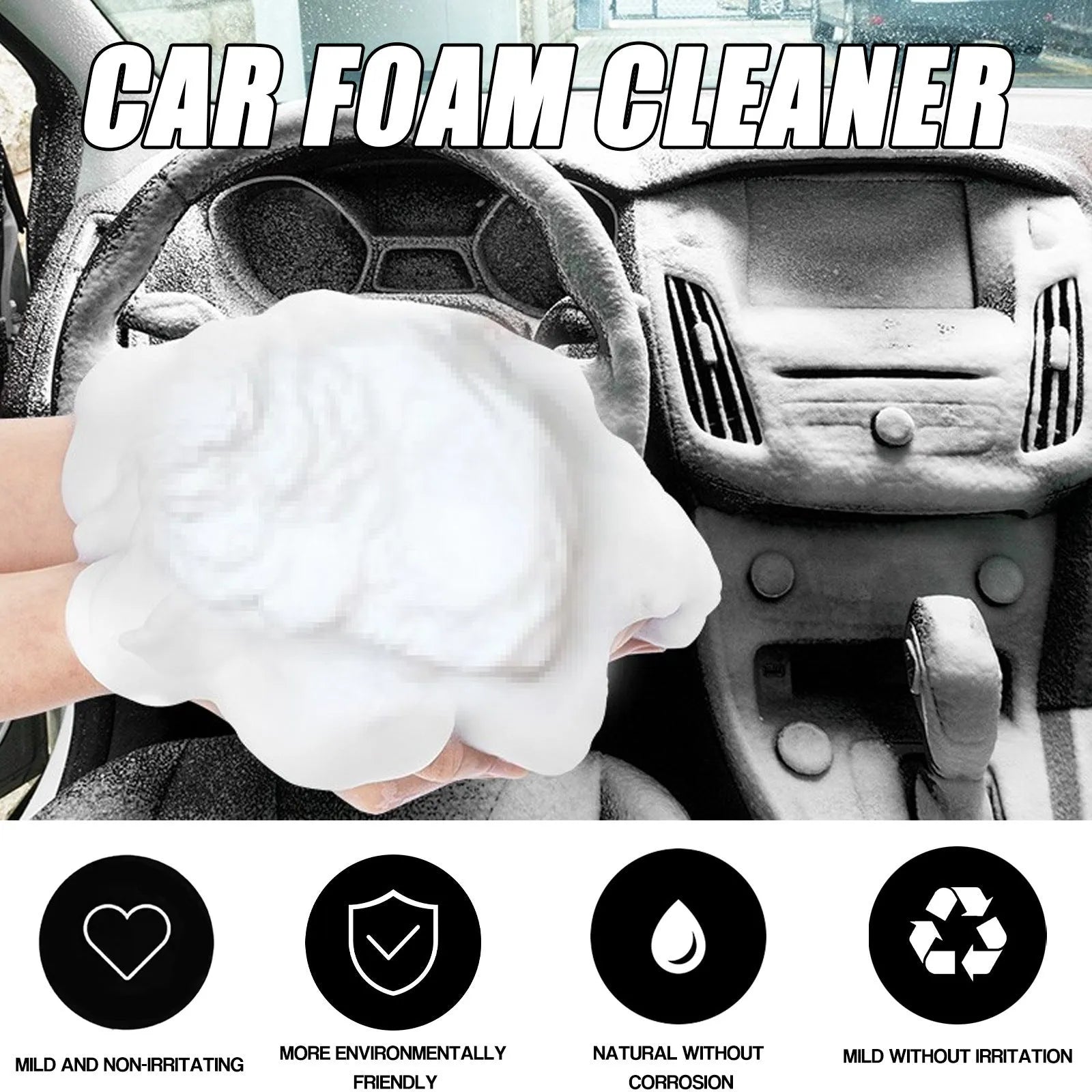 60ml car interior foamed cleaner with 10x10cm sponge in 6x6x11cm box