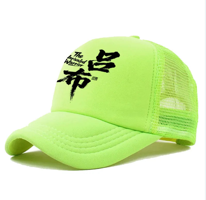 Man's polyester baseball cap in blue, showing structured crown and peak.