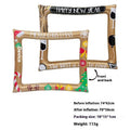 Red and white Christmas-themed inflatable photo frame prop with festive designs.