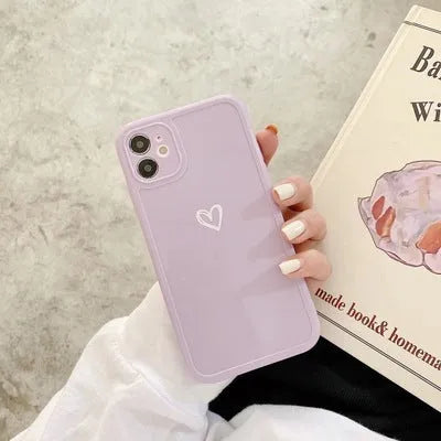 Couples Love Solid Color TPU Phone Case for iPhone 14 SE 13 12 XS Max Soft Anti-Fall Protective Cover for Apple 7 8 SE X XR 11 Pro Max Mini