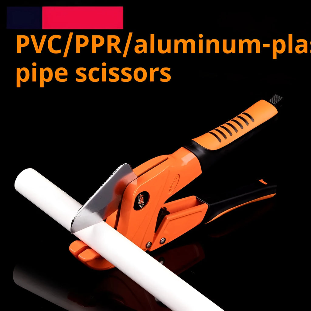 PVC pipe cutting knife light cutter with alloy steel blade on wooden surface