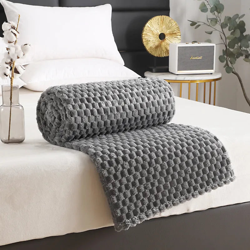 Flannel solid colour cover blanket in Beige, polyester fibre, 150x200cm size option