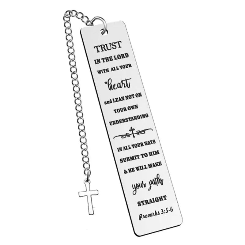 Stainless steel bookmark with engraved Bible verse design in CF-S5170 steel colour