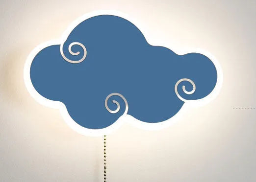 Modern white cloud-shaped acrylic wall mounted bedside lamp with touch control for children's bedroom.