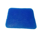 Rectangular gel seat cushion with honeycomb pattern and a solid-colour removable cover.