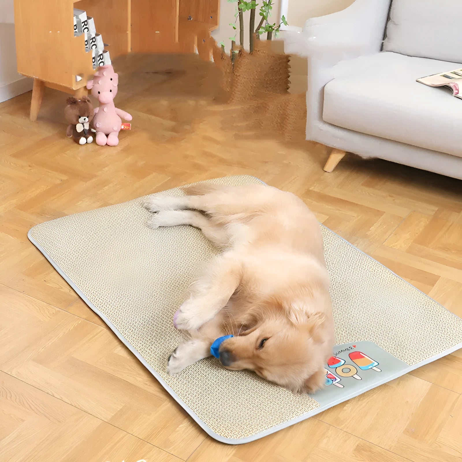 Pet Mat Dog Sleeping Non Slip Ice Cushion Summer Ice Cream Colour Available in S M L XL XXL Sizes 45x35 to 120x90 cm Rattan Mat Sponge Cloth Construction