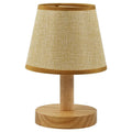 Korean style vintage pleated table lamp with jute linen shade and bamboo base