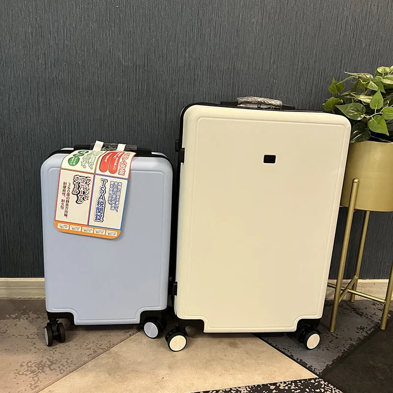 Ultra-light mute wheel draw-bar luggage 20 inch ABS PC suitcase in black with transparent trunk protector