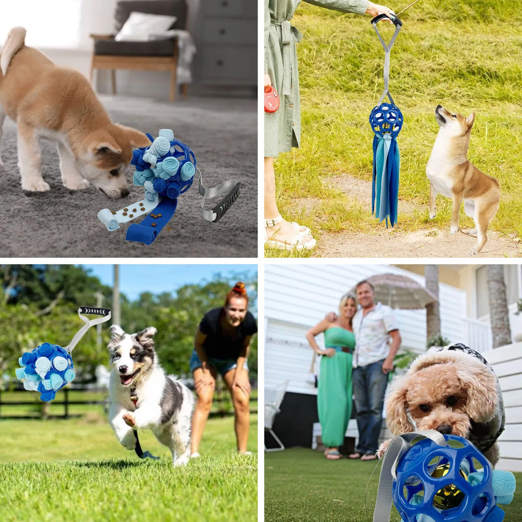 Interactive toy ball for pets hollow with TPR sound and bell 75x13cm available in five colours