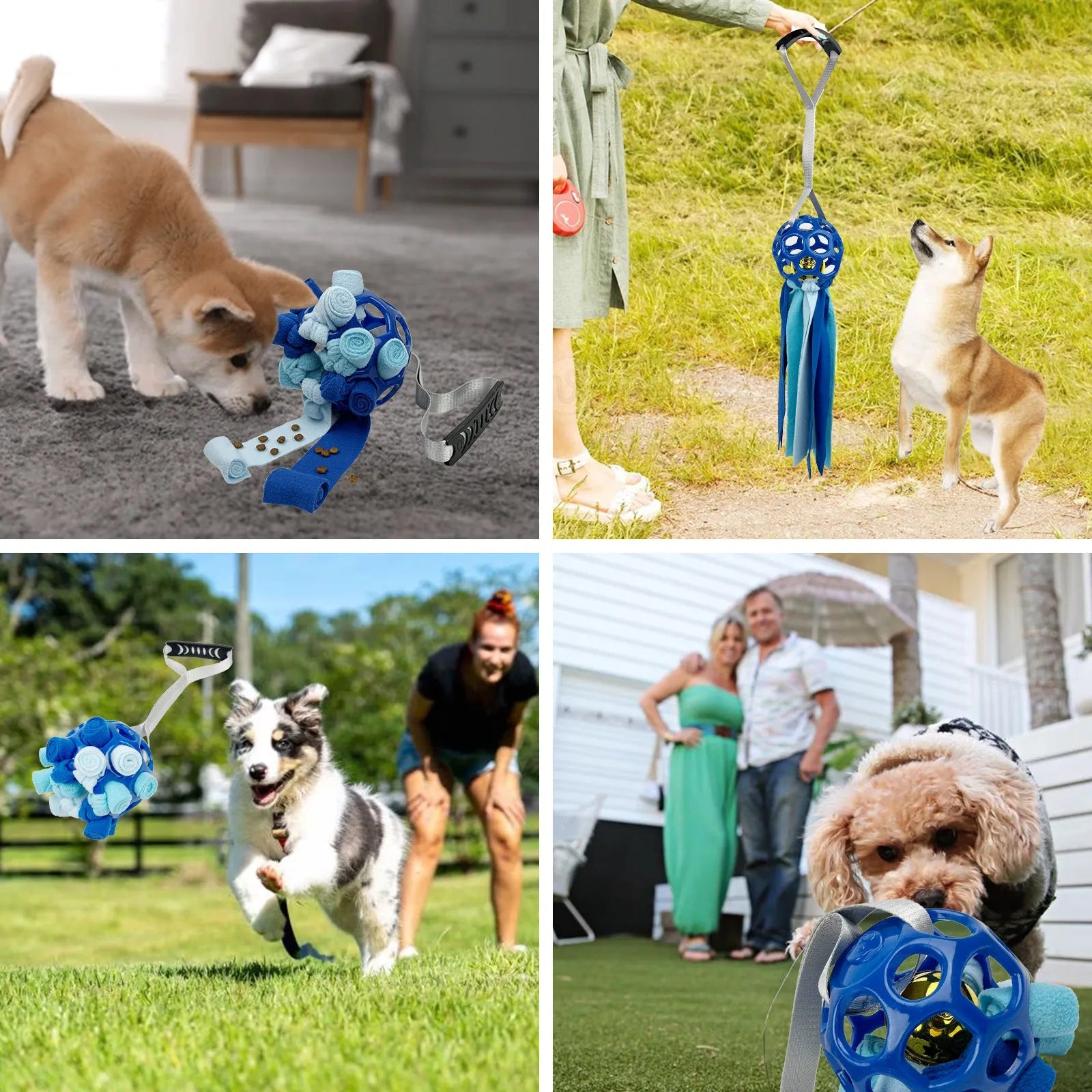 Interactive toy ball for pets hollow with TPR sound and bell 75x13cm available in five colours