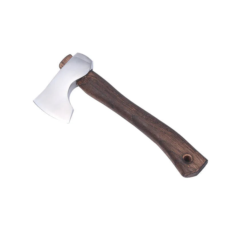 Camping axe with wooden handle and high carbon steel head for outdoor use