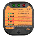 Black socket tester with three prongs and LED indicators for UK EU US wiring fault detection
