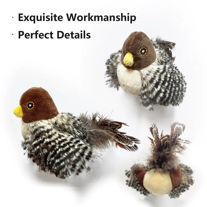 Interactive cat toy electric squeaky simulation bird plush with feather catnip for kittens