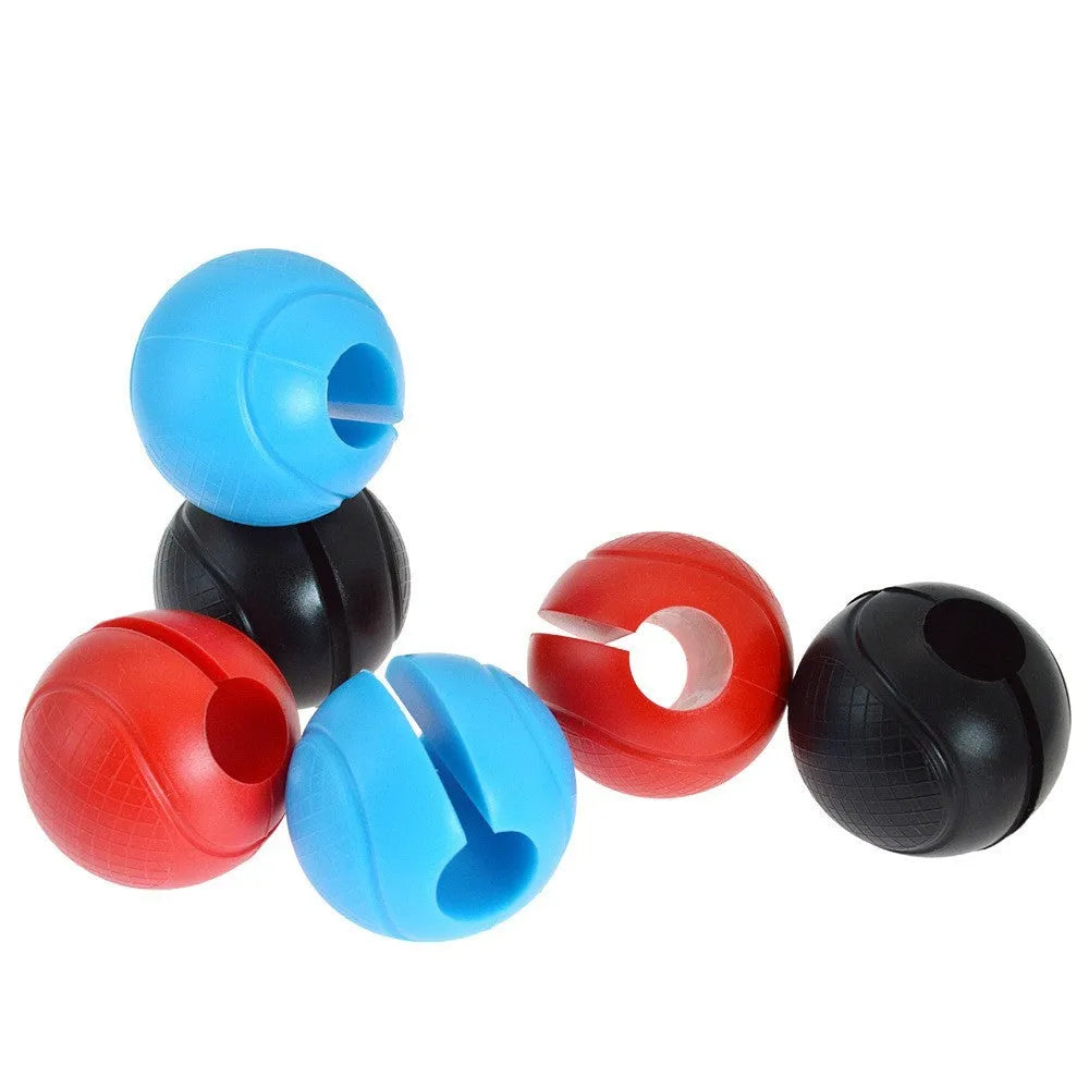 Round grip dumbbell silicone spherical hand grip in black on a white background