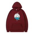 Printed cotton blend hoodie for men in loose fit with hood, long sleeves, and side pockets