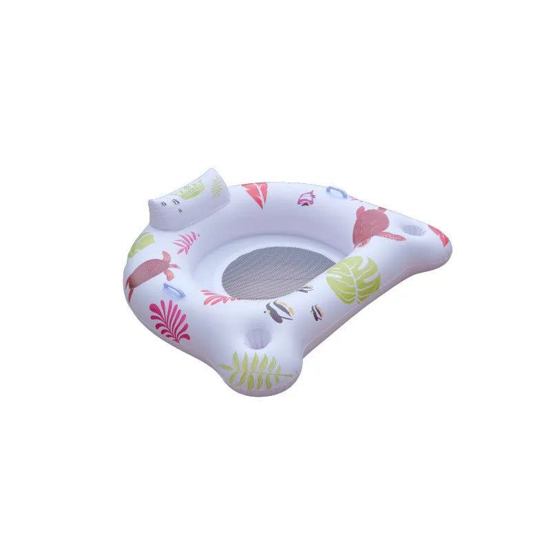 White U-shaped luminous inflatable pool float seat on water